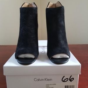 CALVIN KLEIN Lula Open Toe Suede Bootie